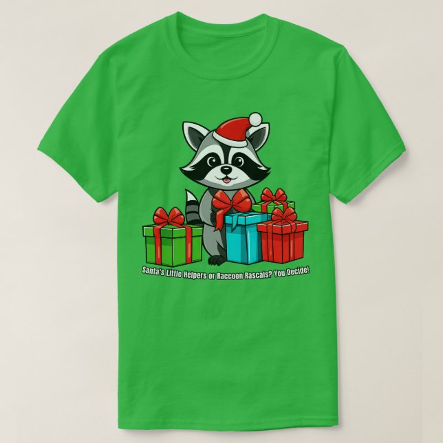 Christmas Raccoon Santas Little Helpers or Raccoon T-Shirt (Design Front)