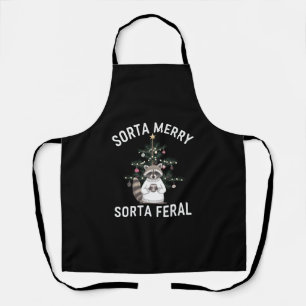 Christmas Raccoon Sorta Merry Sorta Feral Xmas Apron