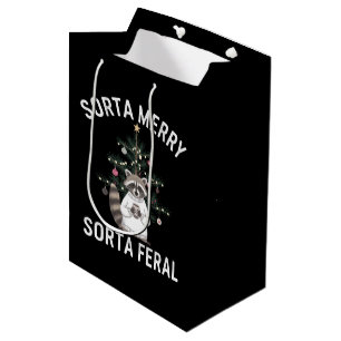 Christmas Raccoon Sorta Merry Sorta Feral Xmas Medium Gift Bag
