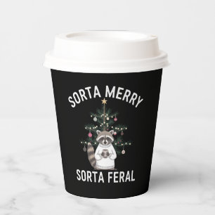 Christmas Raccoon Sorta Merry Sorta Feral Xmas Paper Cups