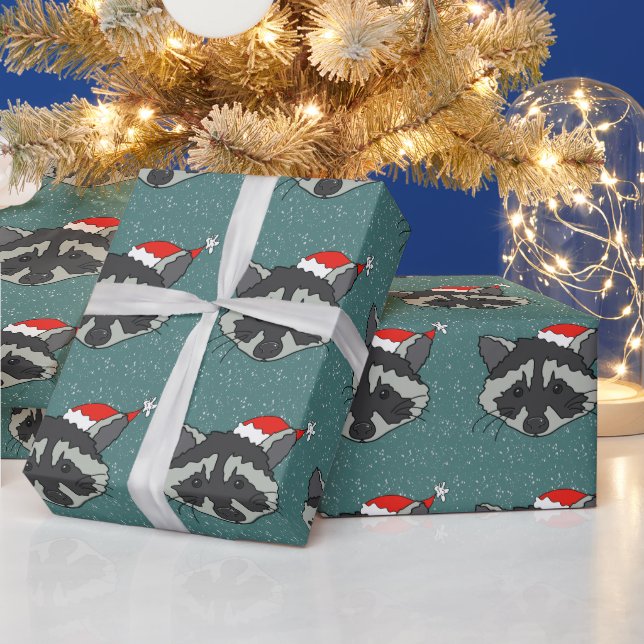 Christmas Raccoon  Wrapping Paper (Holidays)