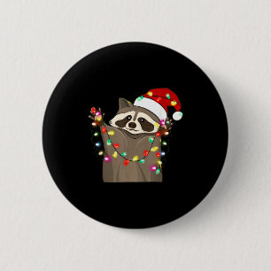 Christmas Racoon Swea,funny Christmas Lights Racco Button