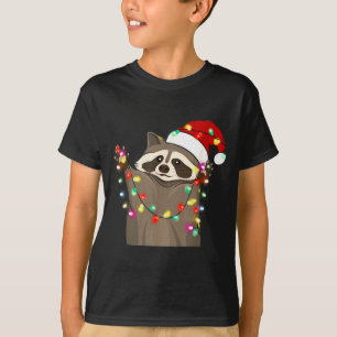 Christmas Racoon Swea,funny Christmas Lights Racco T-Shirt