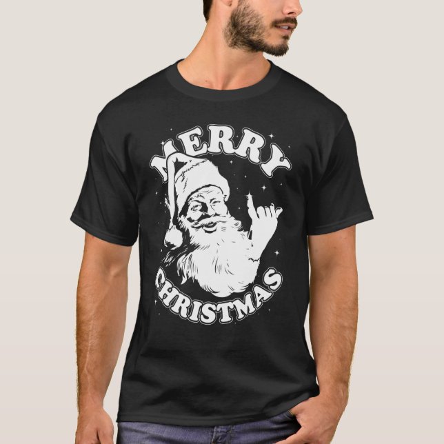 Christmas Rad Santa Shaka Surf T-Shirt (Front)