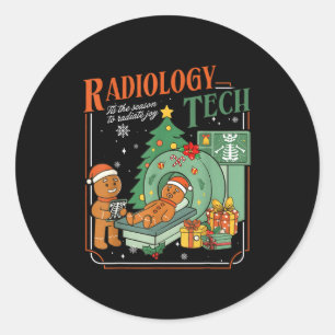 Christmas Radiology Tech Funny Gingerbread Man Rad Classic Round Sticker