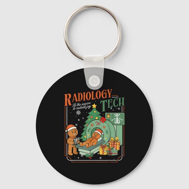 Christmas Radiology Tech Funny Gingerbread Man Rad Keychain (Front)