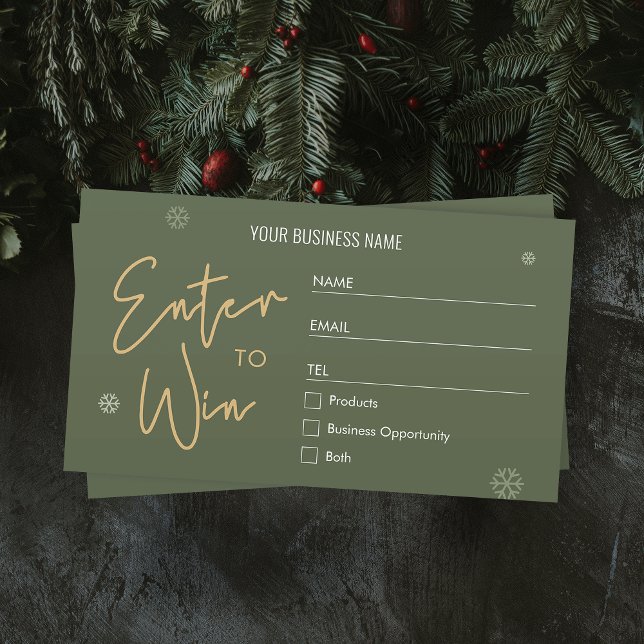 Christmas Raffle Enter to Win Minimal Logo Ticket (Add a festive touch to your raffle with these green and gold enter to win raffle tickets)