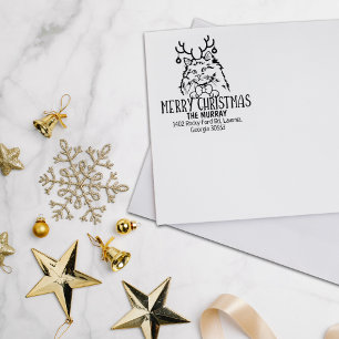 Christmas Rag Doll Cat Return Address Rubber Stamp