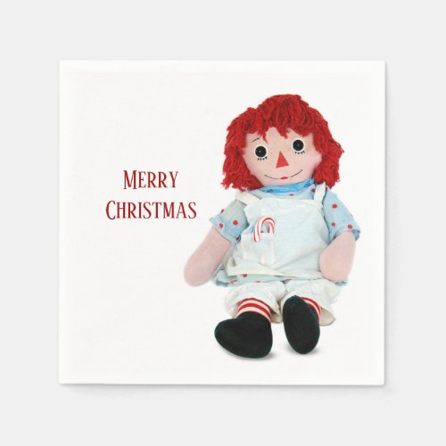 Christmas Rag Doll With Candy Cane Napkins