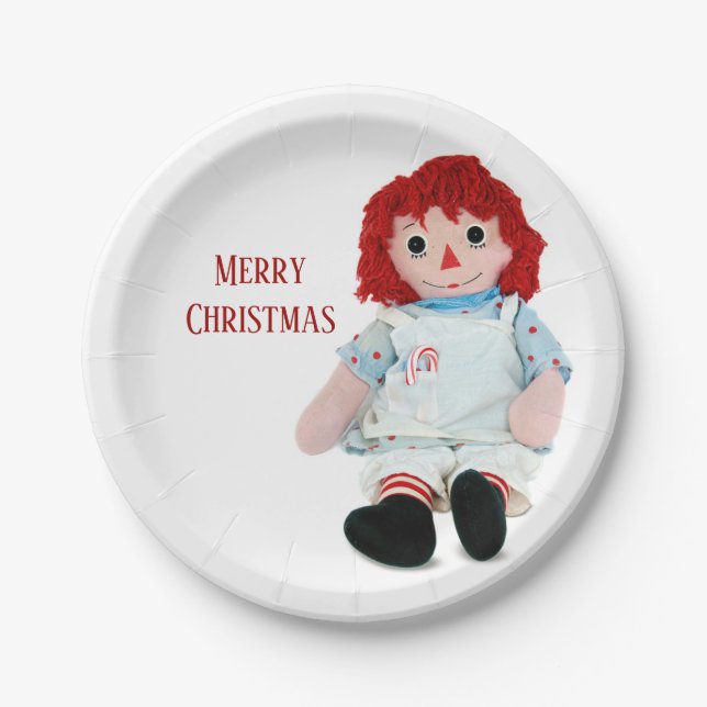 Christmas Rag Doll With Candy Cane Paper Plates (Front)