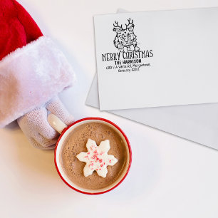 Christmas Ragamuffin Cat Return Address Rubber Stamp