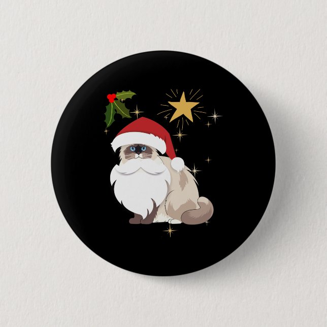 Christmas Ragdoll cat   Button (Front)