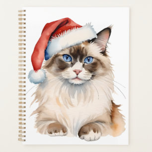 Christmas Ragdoll cat Watercolor Planner