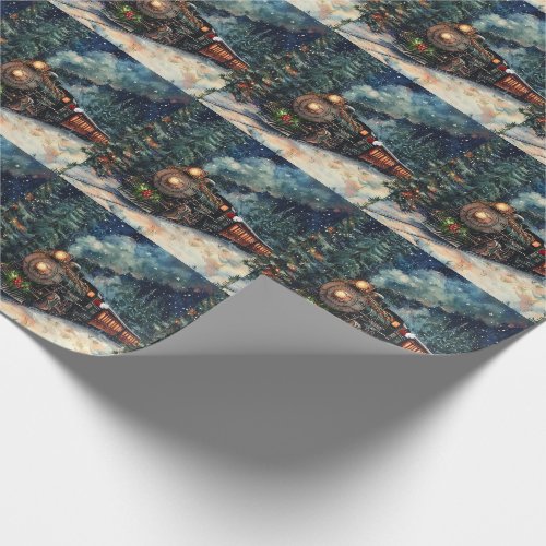 Christmas Railroad Train with Santa Thumbs Up Wrapping Paper