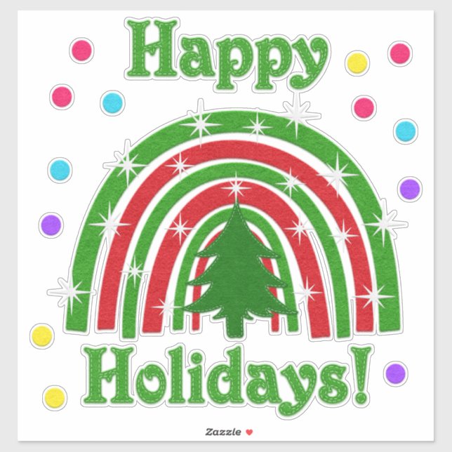 Christmas Rainbow and Tree | Faux Felt Sticker (Sheet)