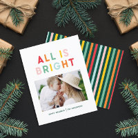 Christmas rainbow colorful bright 1 photo modern holiday card