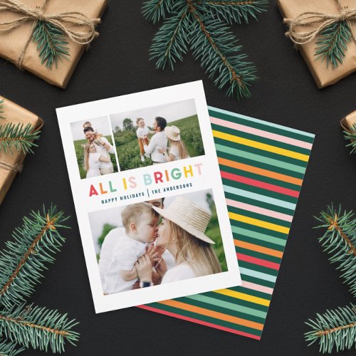 Christmas rainbow colorful bright 1 photo modern holiday card