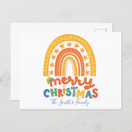 Christmas Rainbow Family Merry Christmas Postcard