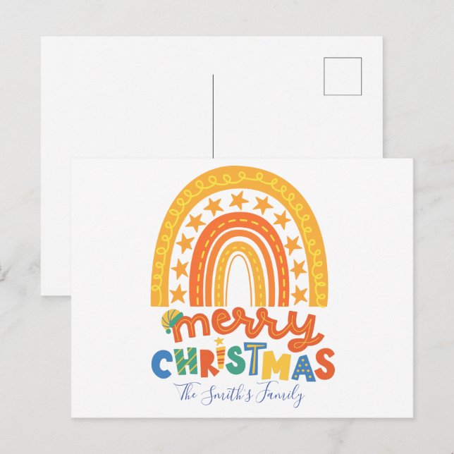 Christmas Rainbow Family Merry Christmas Postcard (Front/Back)
