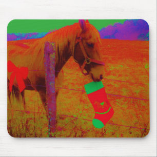 Christmas Rainbow Horse Mouse Pad