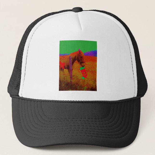 Christmas Rainbow Horse Trucker Hat (Front)