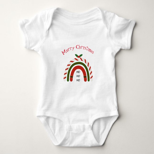 Christmas Rainbow Let it Snow     Baby Bodysuit (Front)