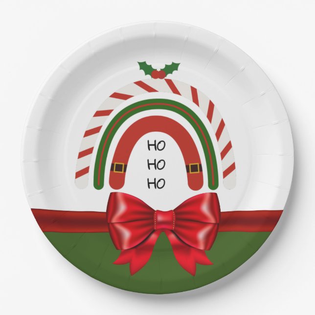 Christmas Rainbow Let it Snow  Paper Plates (Front)