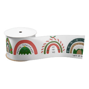 Christmas Rainbow Let it Snow    Satin Ribbon