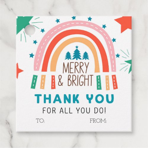 Christmas Rainbow Merry and Bright  Favor Tags