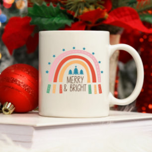 Christmas Rainbow Merry and Bright Two-Tone Coffee Mug