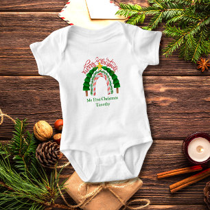 Christmas Rainbow Red Green My 1st Christmas  Baby Bodysuit
