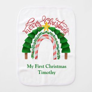 Christmas Rainbow Red Green My 1st Christmas Baby Burp Cloth