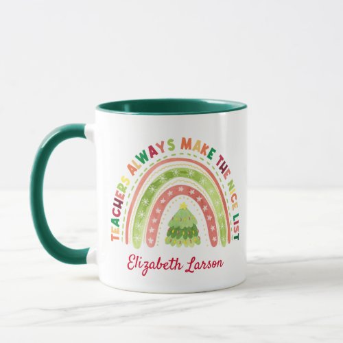 Christmas Rainbow Teachers Appreciations Green Mug
