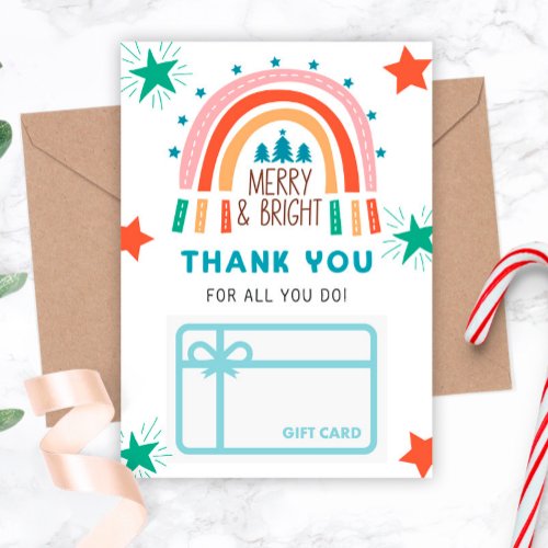 Christmas Rainbow Thank You Gift Card Holder