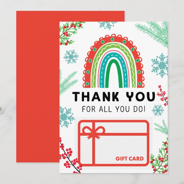 Christmas Rainbow Thank You Gift Card Holder (Front/Back)