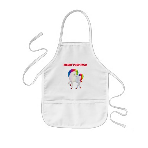 Christmas Rainbow Unicorn kids apron Kids Apron