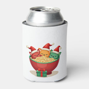 Christmas Ramen Cat Santa Anime Meow Kitty Meow Ca Can Cooler