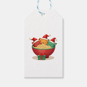 Christmas Ramen Cat Santa Anime Meow Kitty Meow Ca Gift Tags