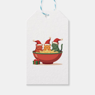 Christmas Ramen Cat Santa Anime Meow Kitty Meow Ca Gift Tags