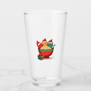 Christmas Ramen Cat Santa Anime Meow Kitty Meow Ca Glass