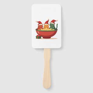 Christmas Ramen Cat Santa Anime Meow Kitty Meow Ca Hand Fan