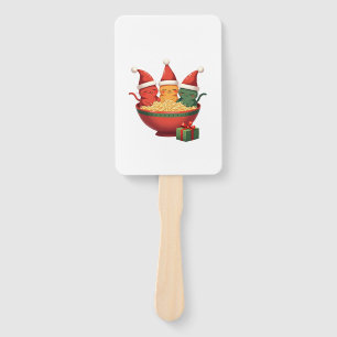 Christmas Ramen Cat Santa Anime Meow Kitty Meow Ca Hand Fan
