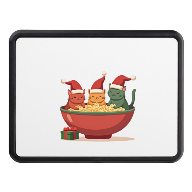 Christmas Ramen Cat Santa Anime Meow Kitty Meow Ca Hitch Cover (Front)