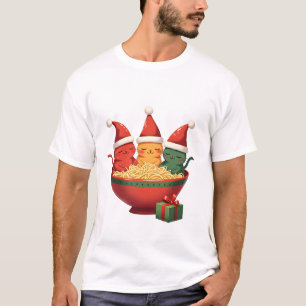 Christmas Ramen Cat Santa Anime Meow Kitty Meow Ca T-Shirt