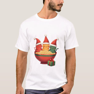 Christmas Ramen Cat Santa Anime Meow Kitty Meow Ca T-Shirt