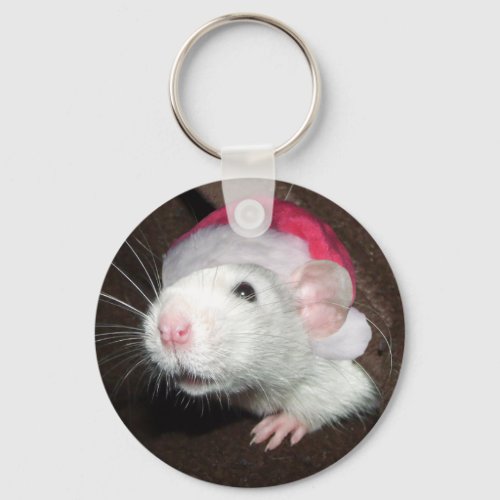 Christmas rat  Button Keychain