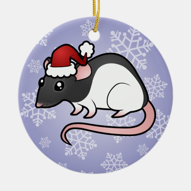 Christmas Rat Ceramic Ornament (Front)