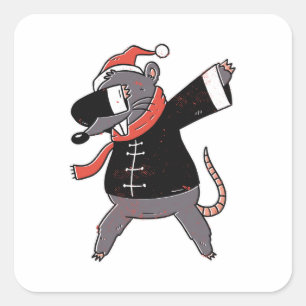 Christmas Rat Dabbing  Square Sticker