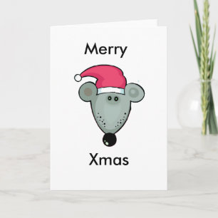 Christmas Rat in Santa Hat Holiday Card
