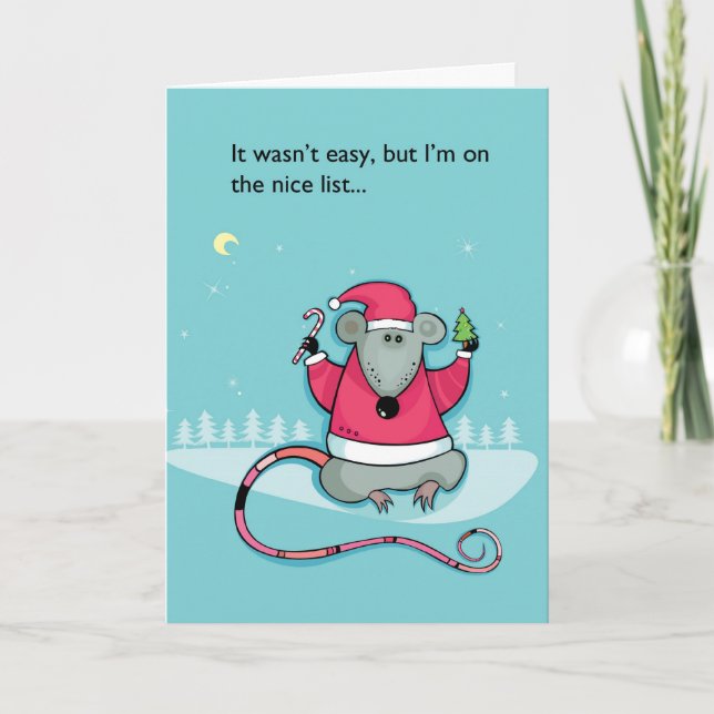 Christmas Rat on the Nice List Holiday Card (Front)